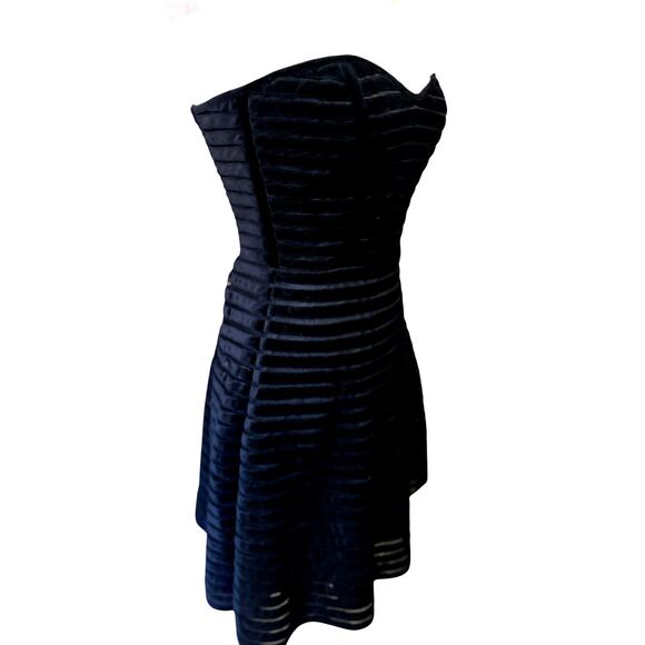 Black Velvet Burnout Corset Strapless Sweetheart Mini Striped Whimsigoth Hoco XS - Picture 4 of 8